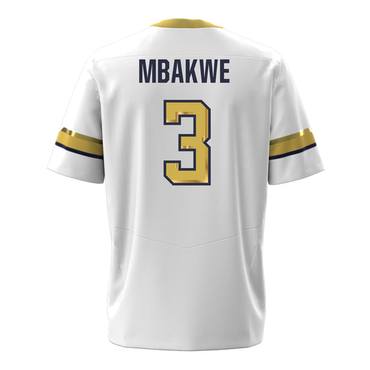 Georgia Tech Under Armour Football Student Athlete #3 Trelain Mbakwe White Football Jersey - Back View