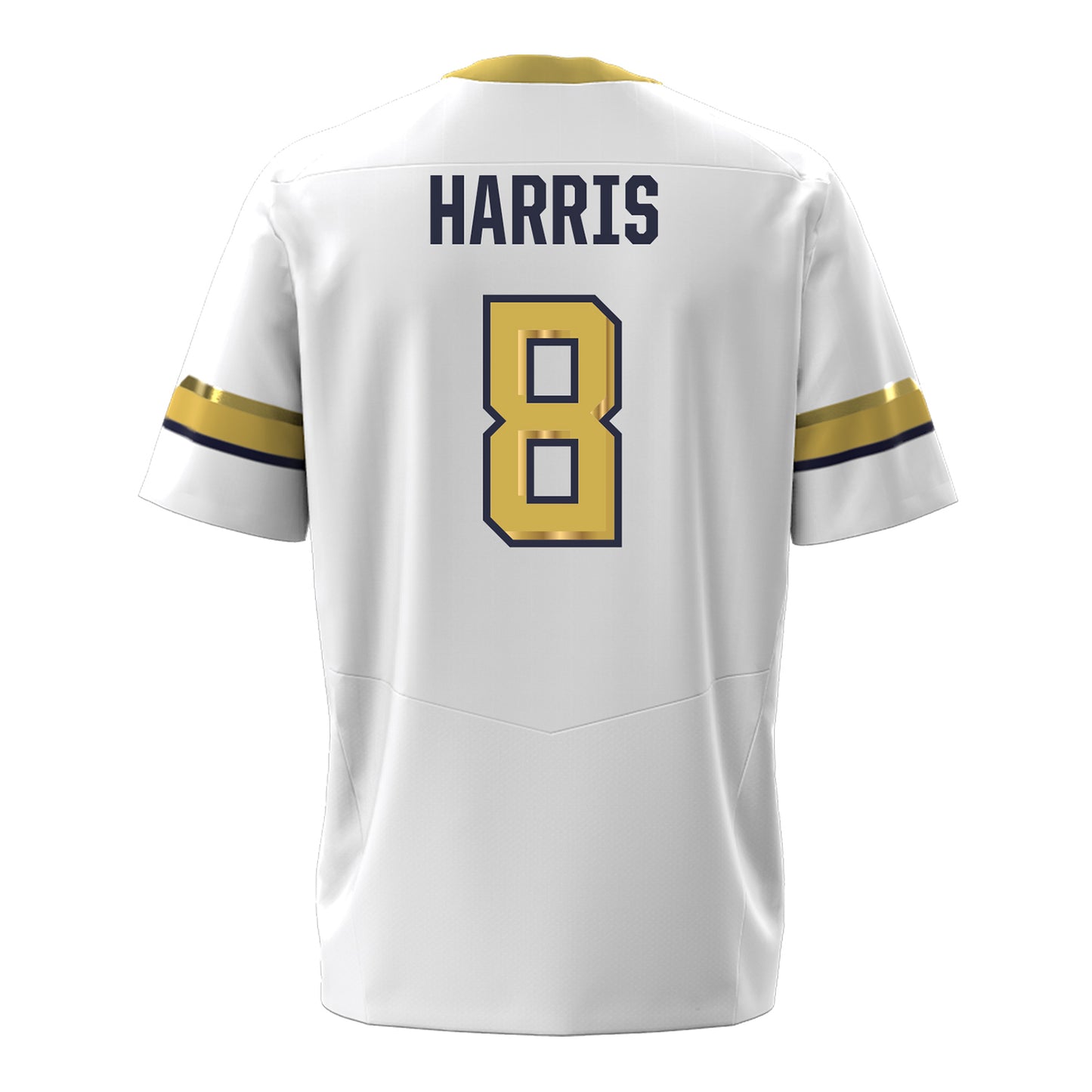Georgia Tech Under Armour Football Student Athlete #8 Gavin Harris White Football Jersey - Back View