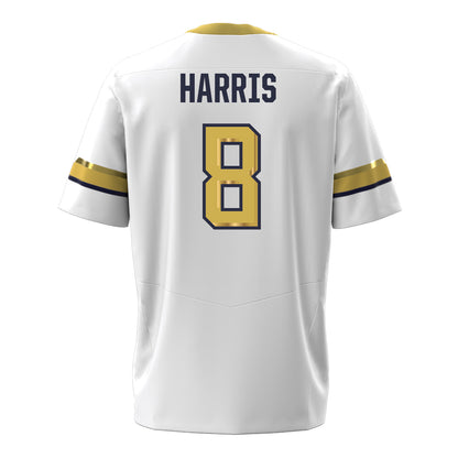 Georgia Tech Under Armour Football Student Athlete #8 Gavin Harris White Football Jersey - Back View