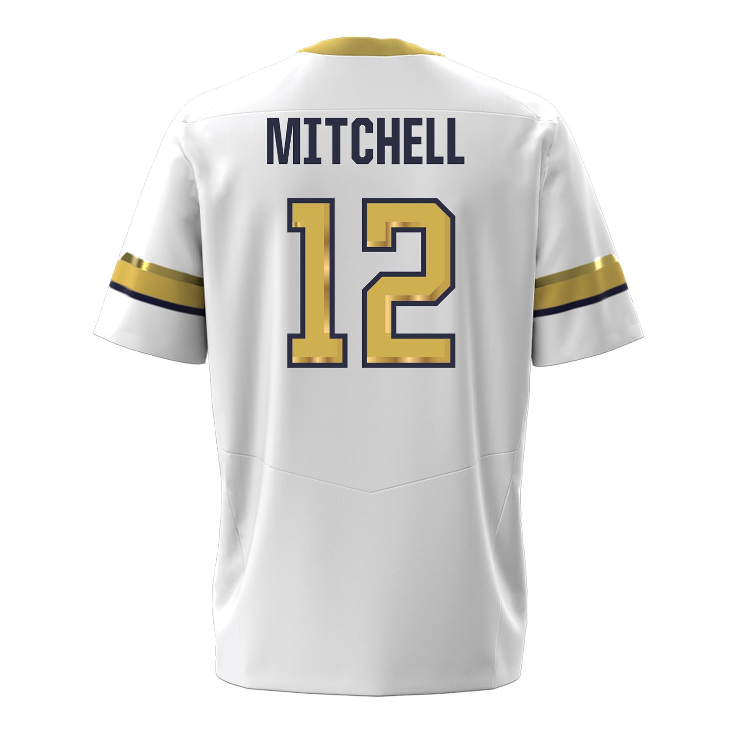Georgia Tech Under Armour Football Student Athlete #12 Jon Mitchell White Football Jersey - Back View