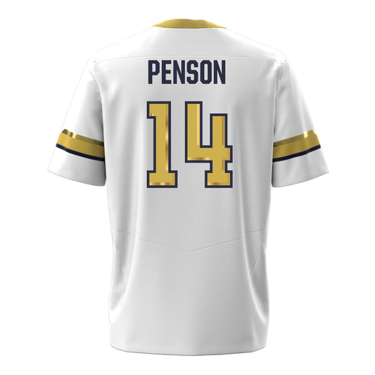 Georgia Tech Under Armour Football Student Athlete #14 Dalen Penson White Football Jersey - Back View