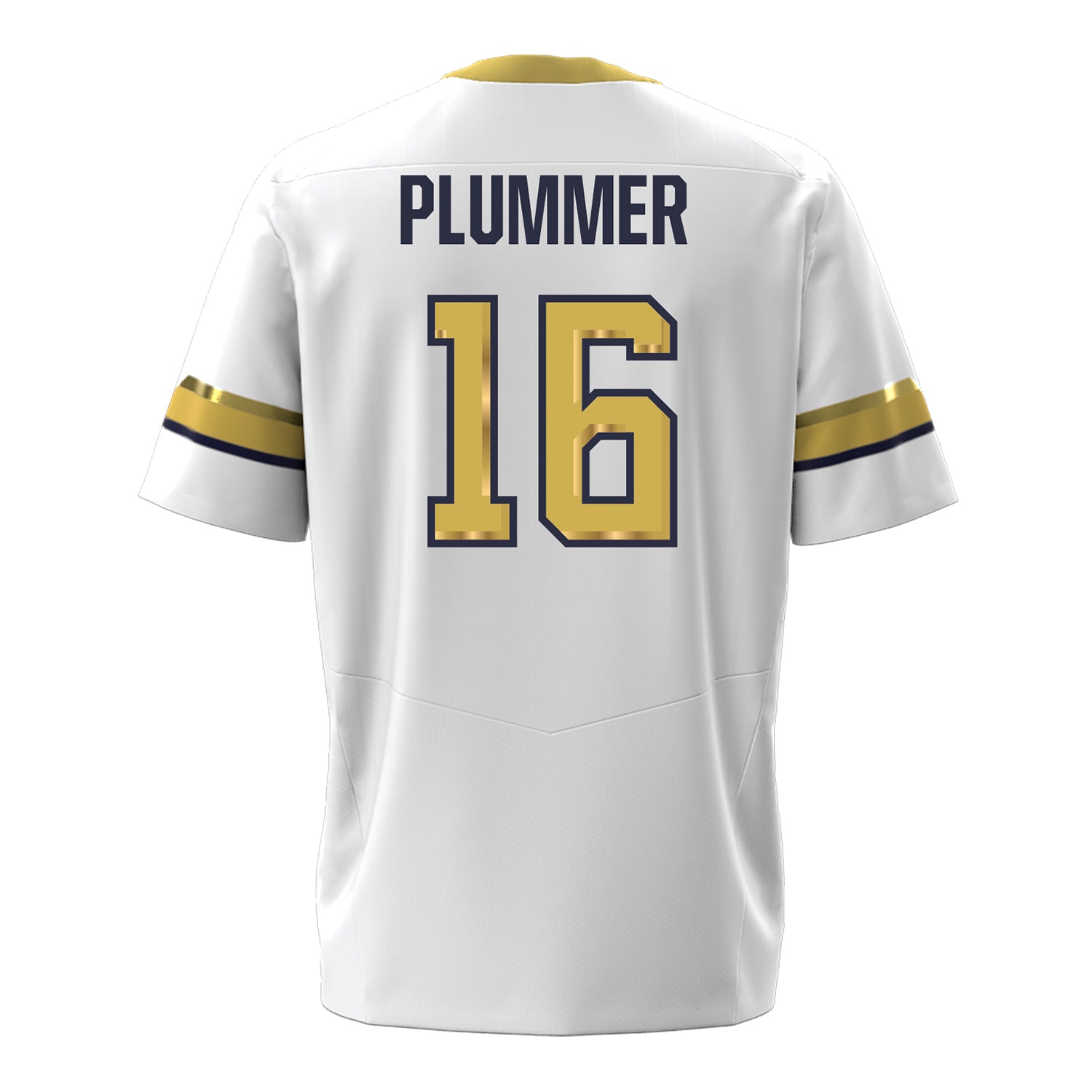 Georgia Tech Under Armour Football Student Athlete #16 Jaiven Plummer White Football Jersey - Back View