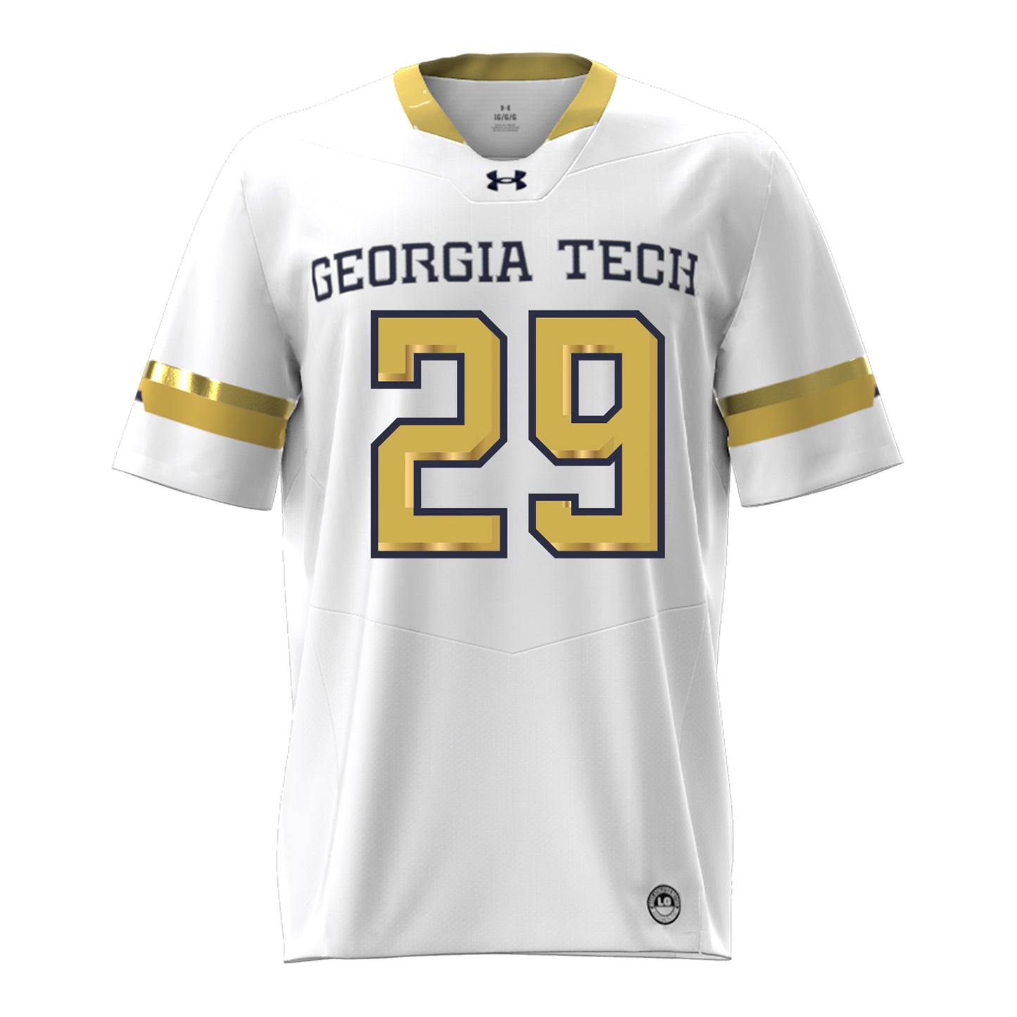 Georgia Tech Under Armour Football Student Athlete #29 Jonas Duclona White Football Jersey - Front View