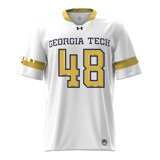 Georgia Tech Under Armour Football Student Athlete #48 Cal Keeler White Football Jersey - Front View