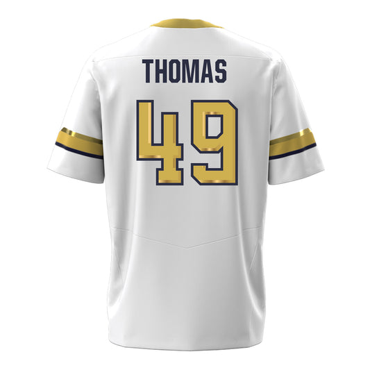 Georgia Tech Under Armour Football Student Athlete #49 Ronnie Thomas White Football Jersey - Back View