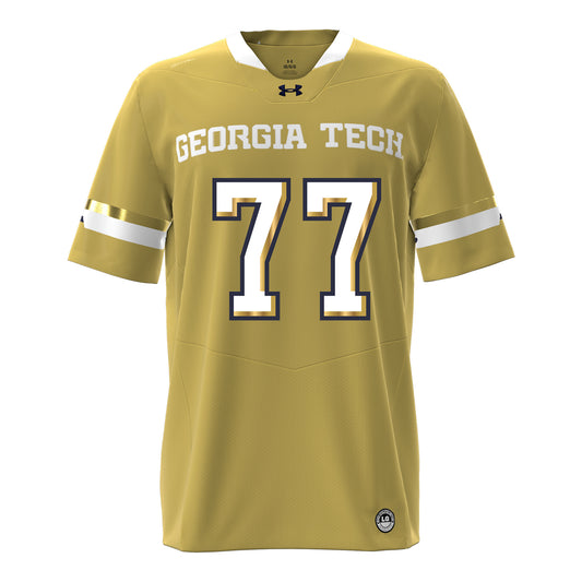 Georgia Tech Under Armour Football Student Athlete #77 Josh Petty Gold Football Jersey