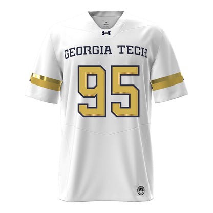Georgia Tech Under Armour Football Student Athlete #95 Tawfiq Thomas White Football Jersey