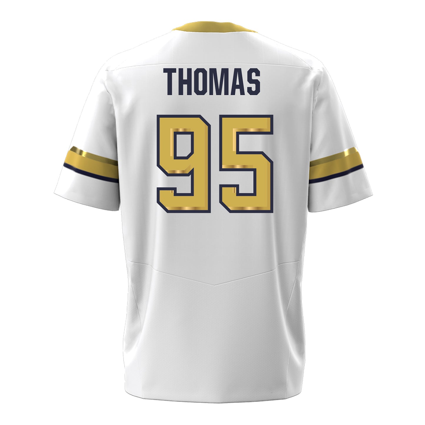 Georgia Tech Under Armour Football Student Athlete #95 Tawfiq Thomas White Football Jersey - Back View