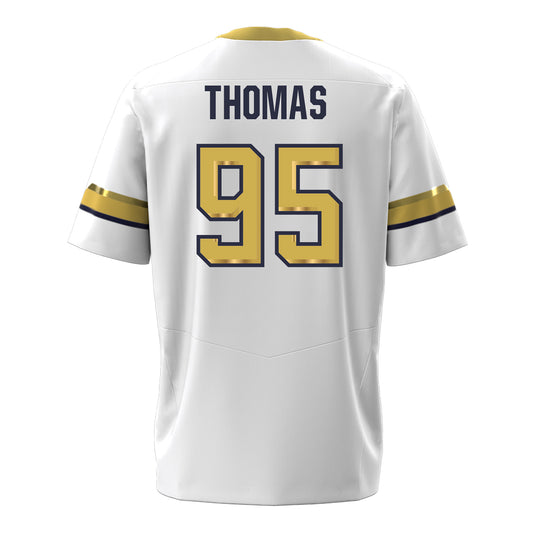 Georgia Tech Under Armour Football Student Athlete #95 Tawfiq Thomas White Football Jersey - Back View