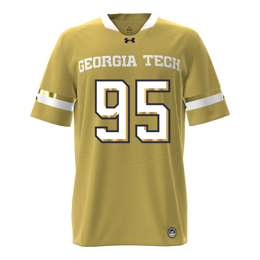 Georgia Tech Under Armour Football Student Athlete #95 Tawfiq Thomas Gold Football Jersey
