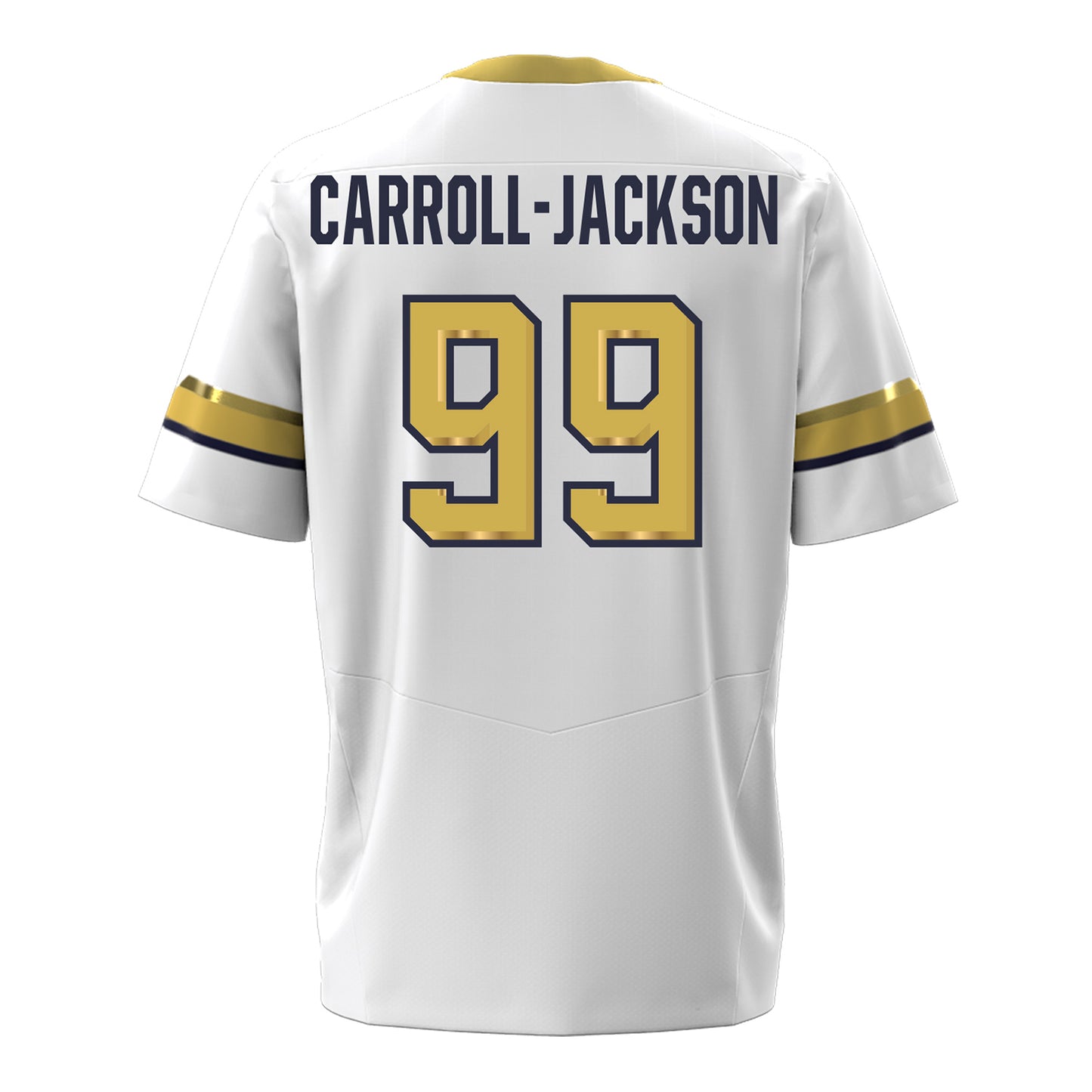 Georgia Tech Under Armour Football Student Athlete #99 Vincent Caroll-Jackson White Football Jersey - Back View
