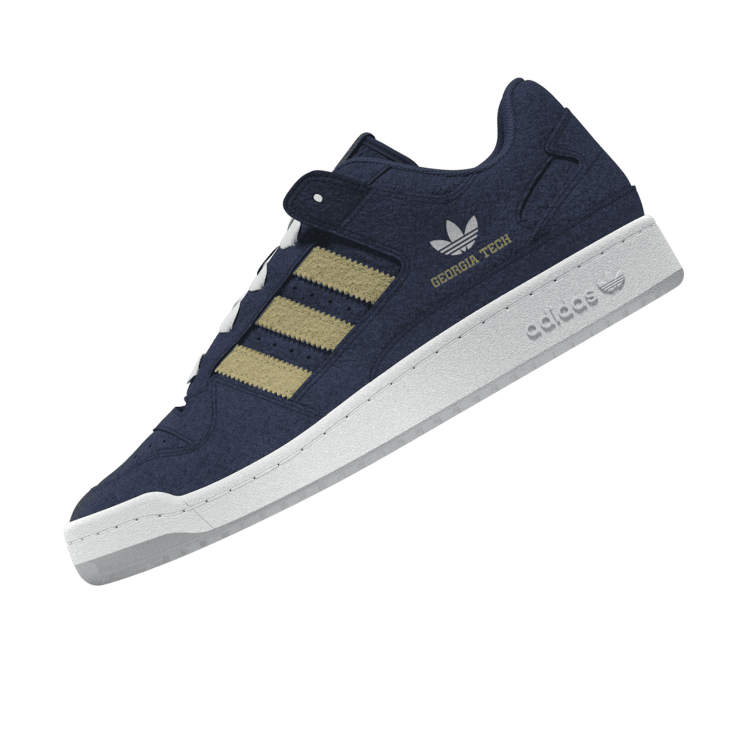 Georgia Tech Yellow Jackets Adidas Forum 84 Low CL Shoes In Navy - Side View