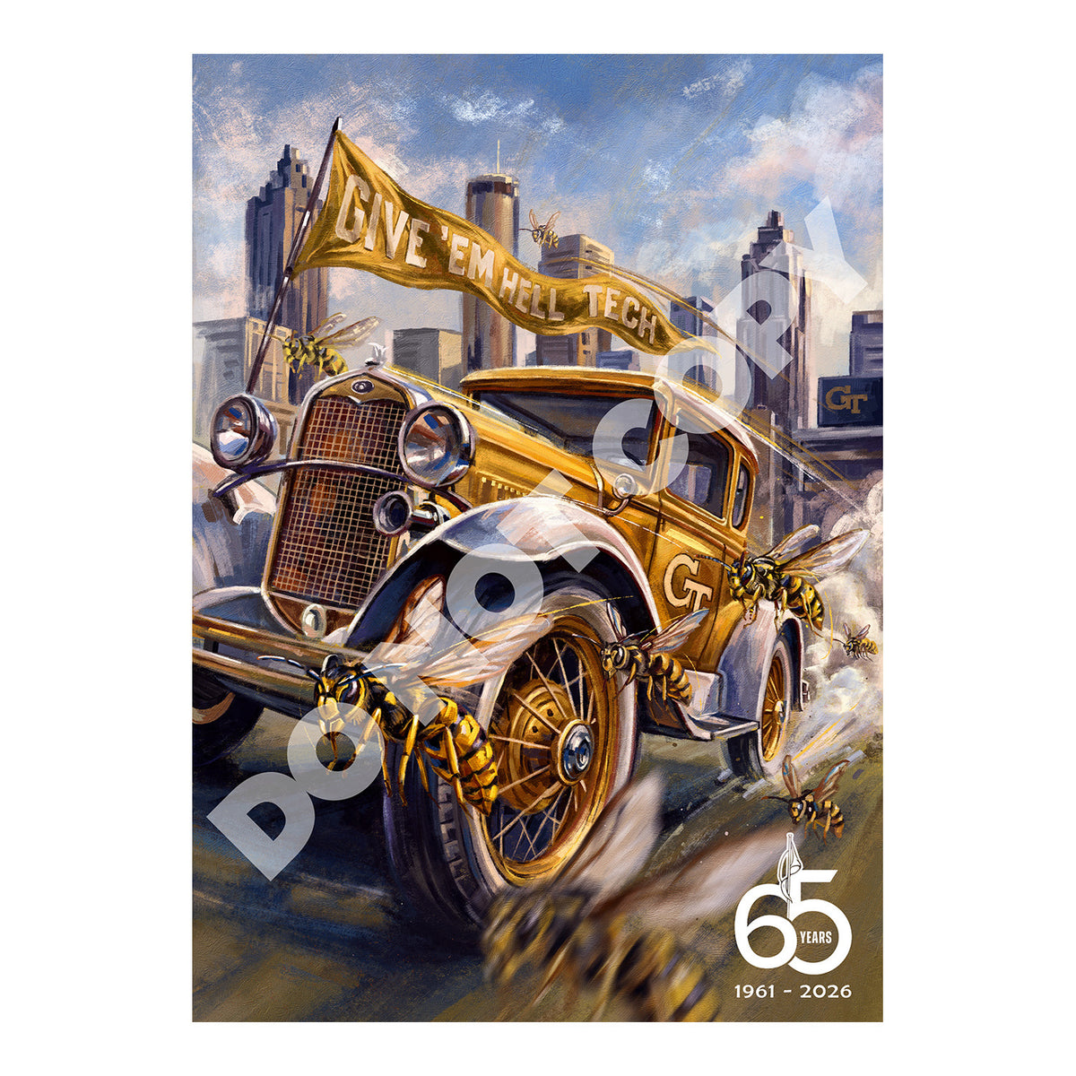 Georgia Tech Yellow Jackets Ramblin' Reck 65th Anniversary Poster