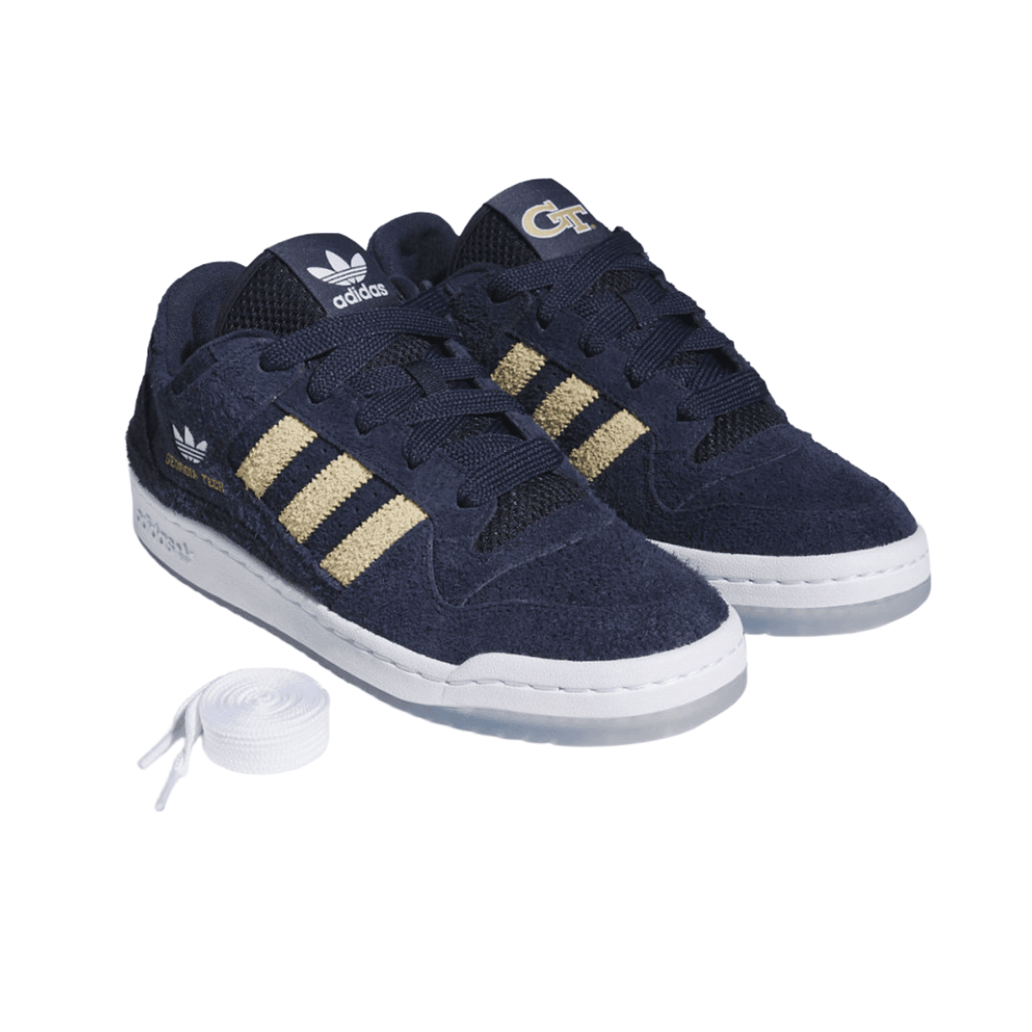 Georgia Tech Yellow Jackets Adidas Forum 84 Low CL Shoes In Navy - Front View