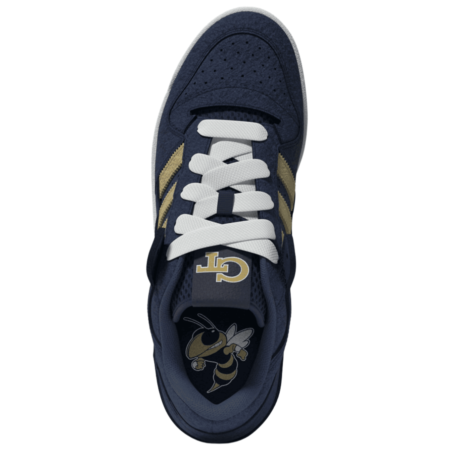 Georgia Tech Yellow Jackets Adidas Forum 84 Low CL Shoes In Navy - Above View