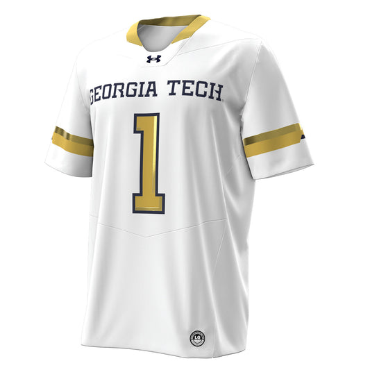 Georgia Tech Under Armour #1 White Twill Football Jersey