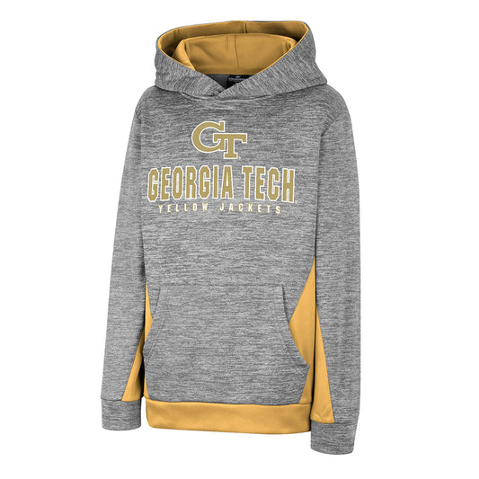 Youth Georgia Tech Yellow Jackets TrumTookas Hooded Grey Sweatshirt - Front View