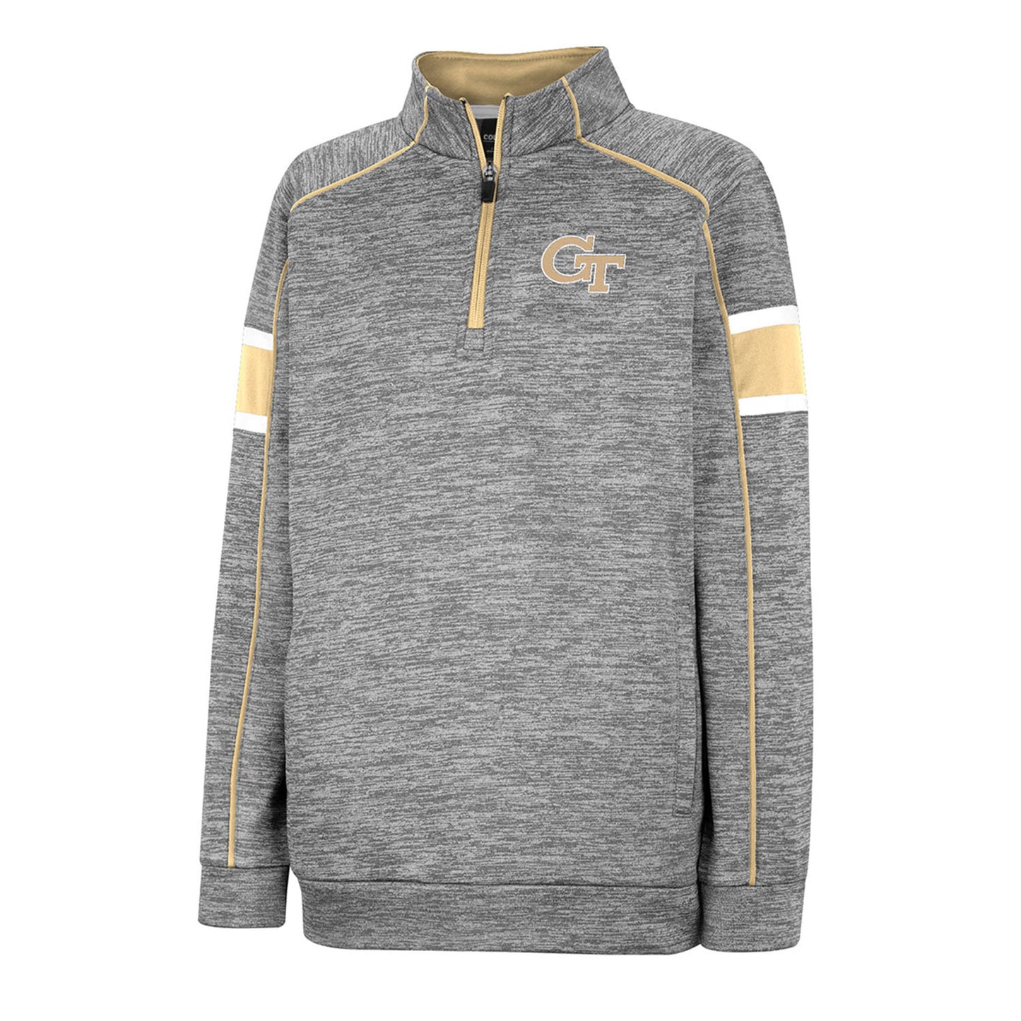 Youth Georgia Tech Yellow Jackets 1/4 Zip Grey Jacket - Front View