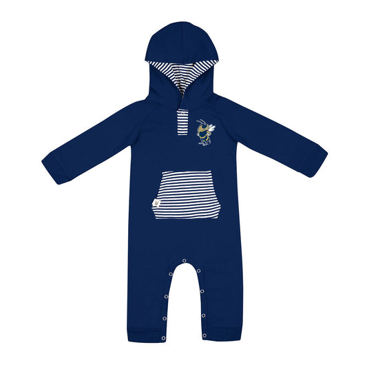 Infant Georgia Tech Yellow Jackets Wonkas Navy Romper - Front View