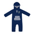 Infant Georgia Tech Yellow Jackets Wonkas Navy Romper - Front View