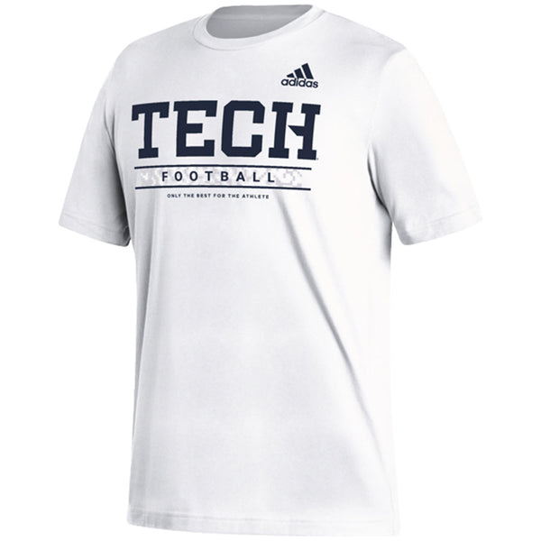 Georgia Tech Yellow Jackets Adidas House Football T-Shirt in White - Front View
