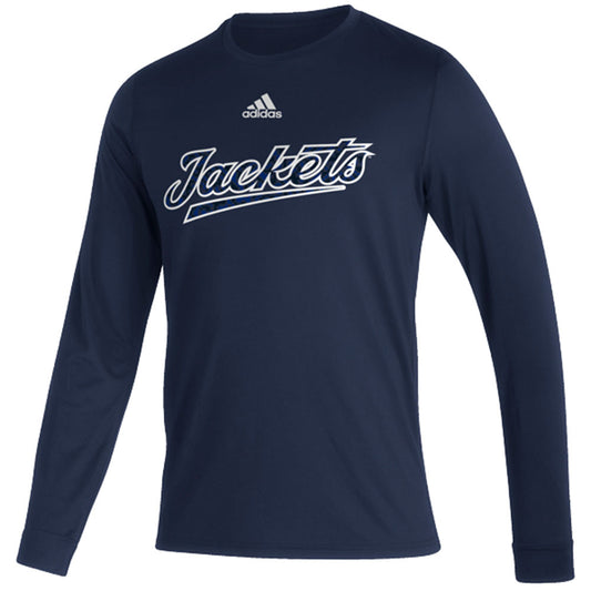 Georgia Tech Yellow Jackets Adidas Creator Jackets Navy Long Sleeve T-Shirt in Navy - Front View