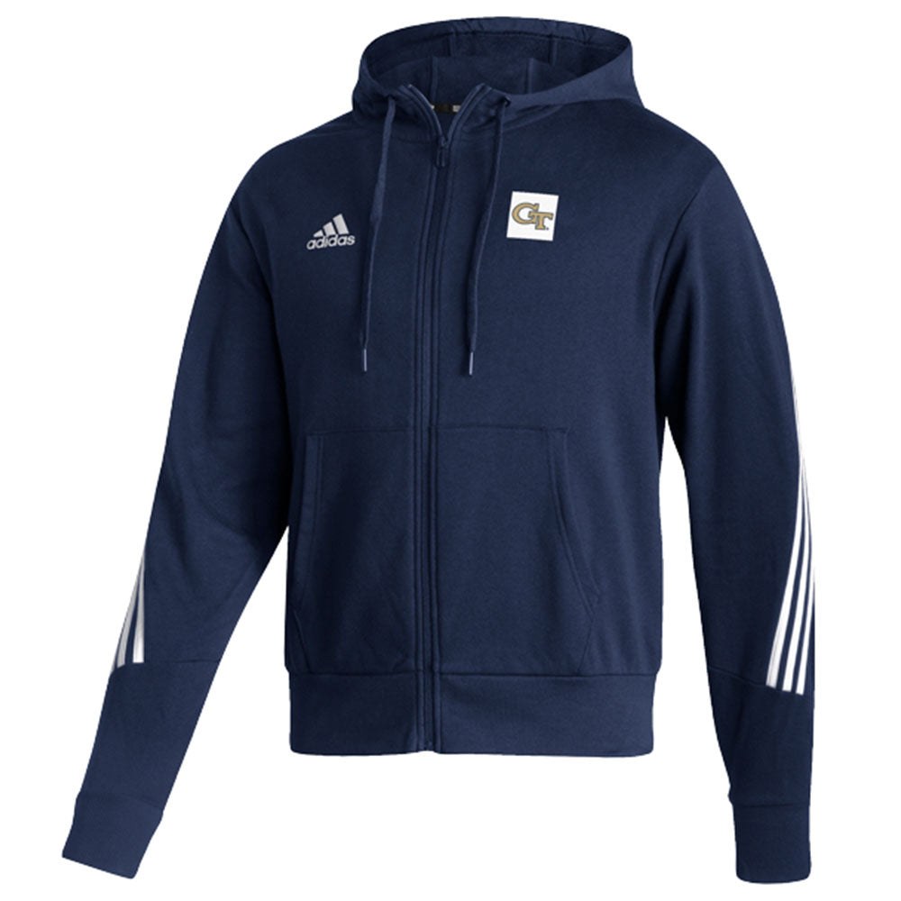 Georgia Tech Adidas Full Zip Fashion Hood in Navy - Front View