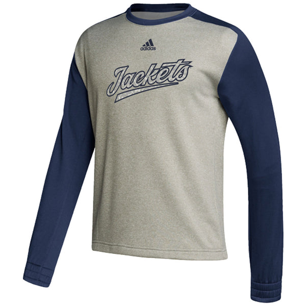 Georgia Tech Adidas Team Issue Crew in Navy and Grey - Front View