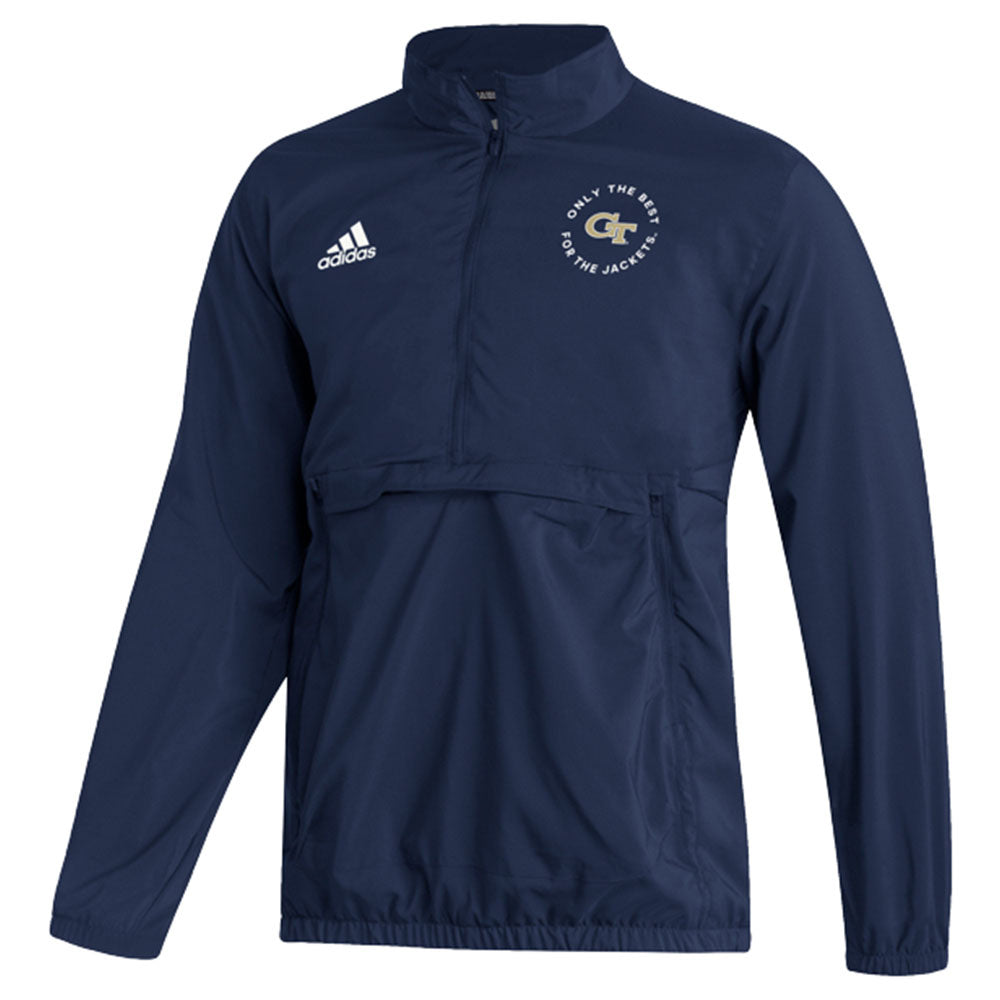 Georgia Tech Adidas Stadium 1/4 Zip Jacket in Navy - Front View
