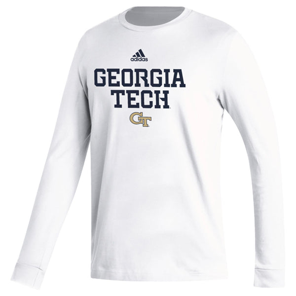 Georgia Tech Yellow Jackets Adidas Fresh White GT Long Sleeve T-Shirt - Front View