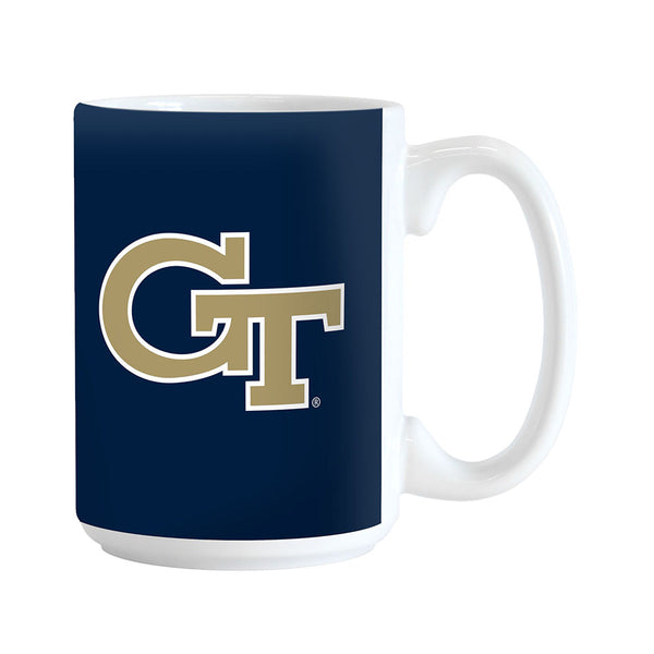 Georgia Tech Yellow Jackets 15 Oz. Letterman Mug in Navy and White - Back View