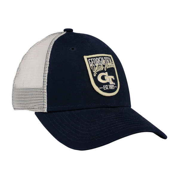 Ladies Georgia Tech Yellow Jackets Retro State Adjustable Hat in Navy - Front/Side View