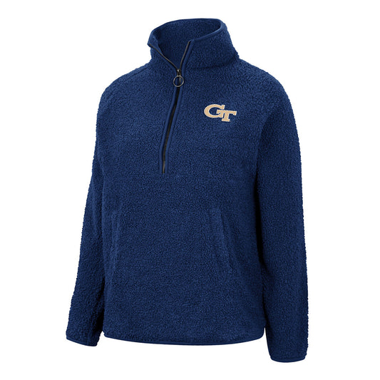 Ladies Georgia Tech Yellow Jackets Winter Wonderland 1/4 Zip Jacket in Blue - Front View