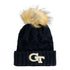Ladies Georgia Tech Yellow Jackets Luxe Knit Hat in Black - Front View