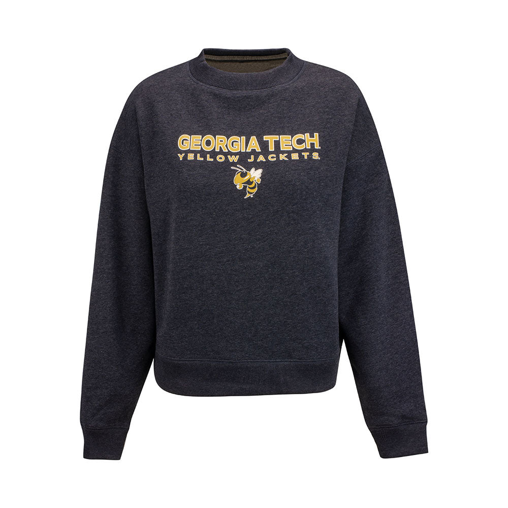 En sætning fange Der er behov for Ladies Georgia Tech Yellow Jackets Stacked Crew Neck Sweatshirt | Georgia  Tech Official Online Store