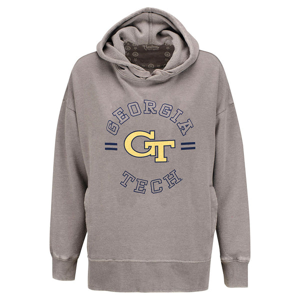 Ladies Georgia Tech Yellow Jackets Vintage Challenger Hood in Grey - Front View