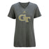 Ladies Georgia Tech Yellow Jackets Adidas "GT" V-Neck in Grey - Front View