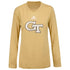 Ladies Georgia Tech Adidas GT Interlock Long Sleeve T-Shirt in Gold - Front View