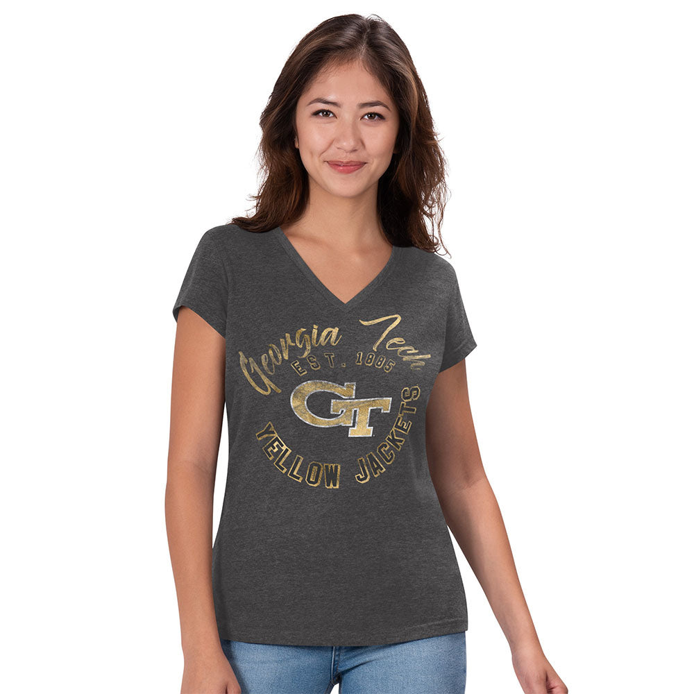 Georgia Tech Yellow Jackets Short Sleeved Distressed T-Shirt Gr | Georgia Official Online Store