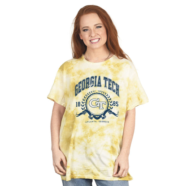 Ladies Georgia Tech Yellow Jackets Oversized Cloud T-Shirt in Gold - Front View