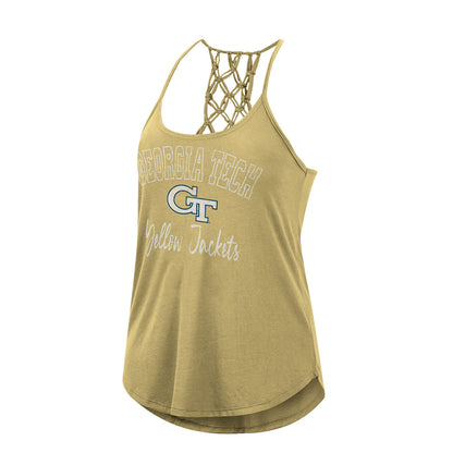 Ladies Georgia Tech Yellow Jackets Natasha Tank in Gold - Front View