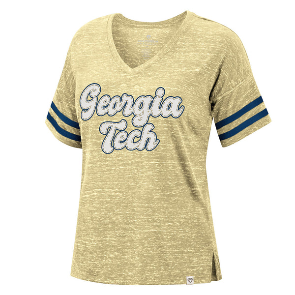 Ladies Georgia Tech Yellow Jackets London T-Shirt in Gold - Front View