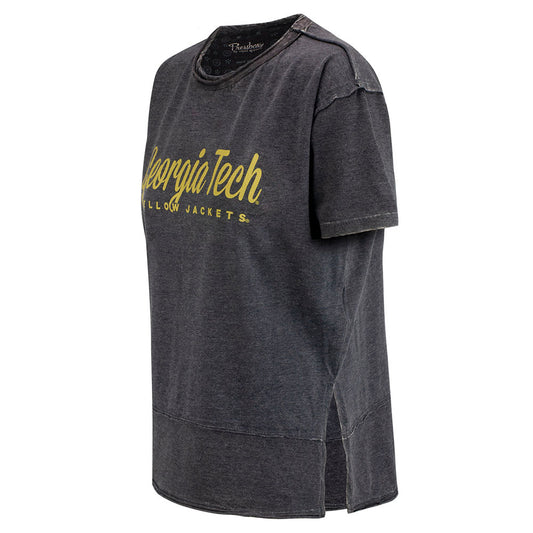 Ladies Georgia Tech Vintage Alena Shirt in Navy - Side View