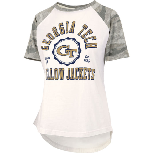 Ladies Georgia Tech Yellow Jackets Bishop Camo T-Shirt - Front View