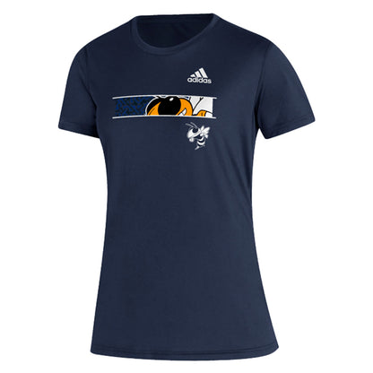 Ladies Georgia Tech Yellow Jackets Adidas Mascot Creator T-Shirt in Navy - Front View