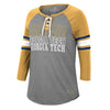 Ladies Georgia Tech Yellow Jackets She Means You Lace Up 3/4 Sleeve T-Shirt