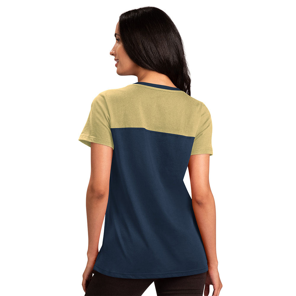 Women's Fanatics Branded Navy Georgia Tech Yellow Jackets Basic Arch V-Neck T-Shirt