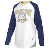 Ladies Georgia Tech Yellow Jackets Brooking Long Sleeve in White and Navy - Front View