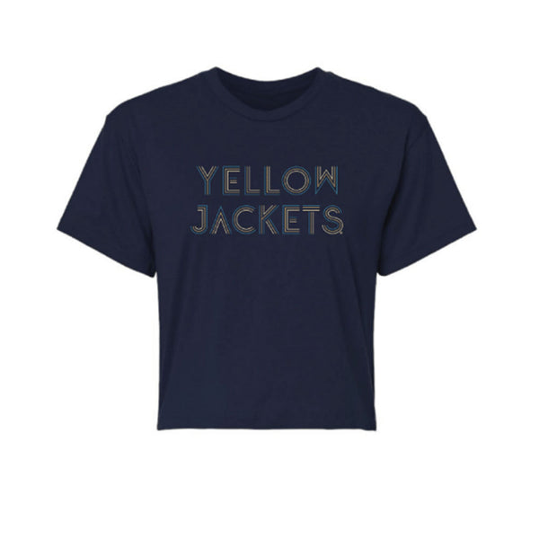 Ladies Georgia Tech Yellow Jackets Tatum Ideal Crop Navy T-Shirt - Front View