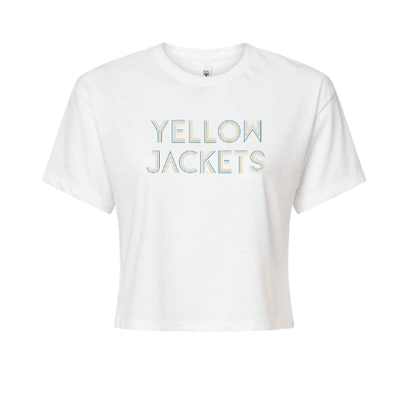 Ladies Georgia Tech Yellow Jackets Tatum Ideal Crop White T-Shirt - Front View